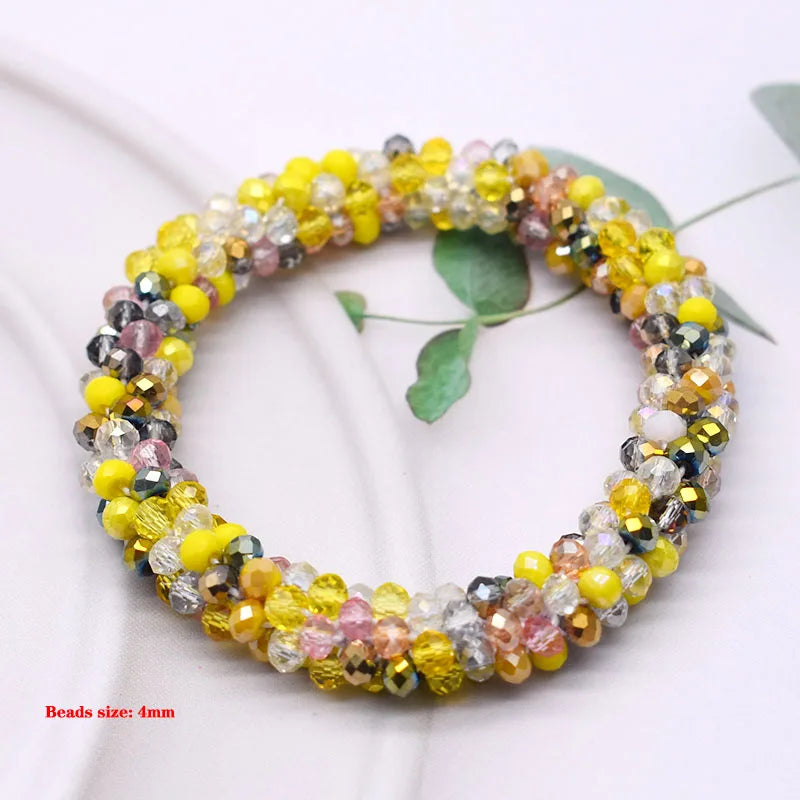 Glass Beads Bracelet And Hair Tie Elastic Hair Rope Simple Scrunchies Ponytail Headdress For Women Bracelet Hair Accessories