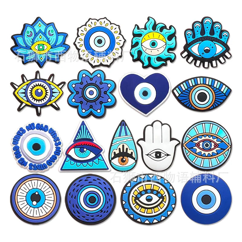 Evil Eye Shoe Charms for Crocs Accessories Blue Eyeball Monster Badge Women Buckle Kids Pins Decoration Jeans Shoes Accessories