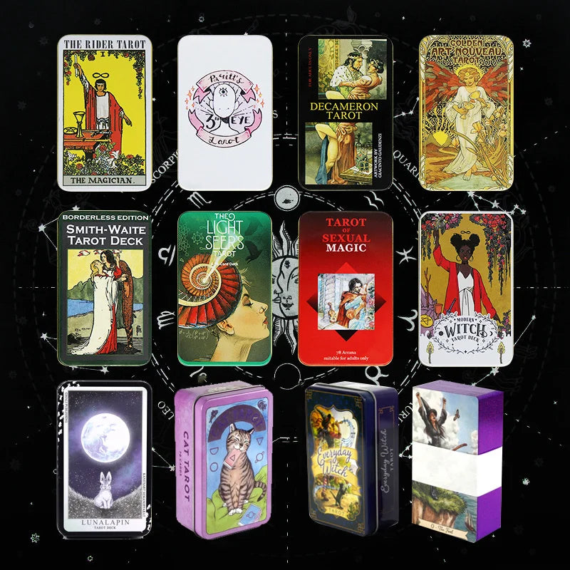 37 Style Oracle Tarot Cards 78 Cards Tin Metal Box New Upgrade Card Edge Party Personal Entertainment Women Girls Cards Games