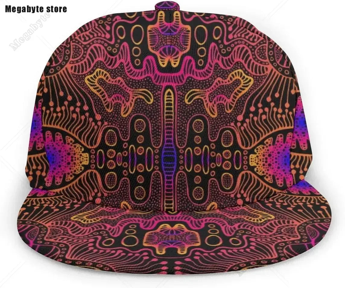 Space Psychedelic Trippy Abstract Flat Bill Brim Cap Cool Hip Hop Trucker Hat Men Women Adjustable Baseball Caps