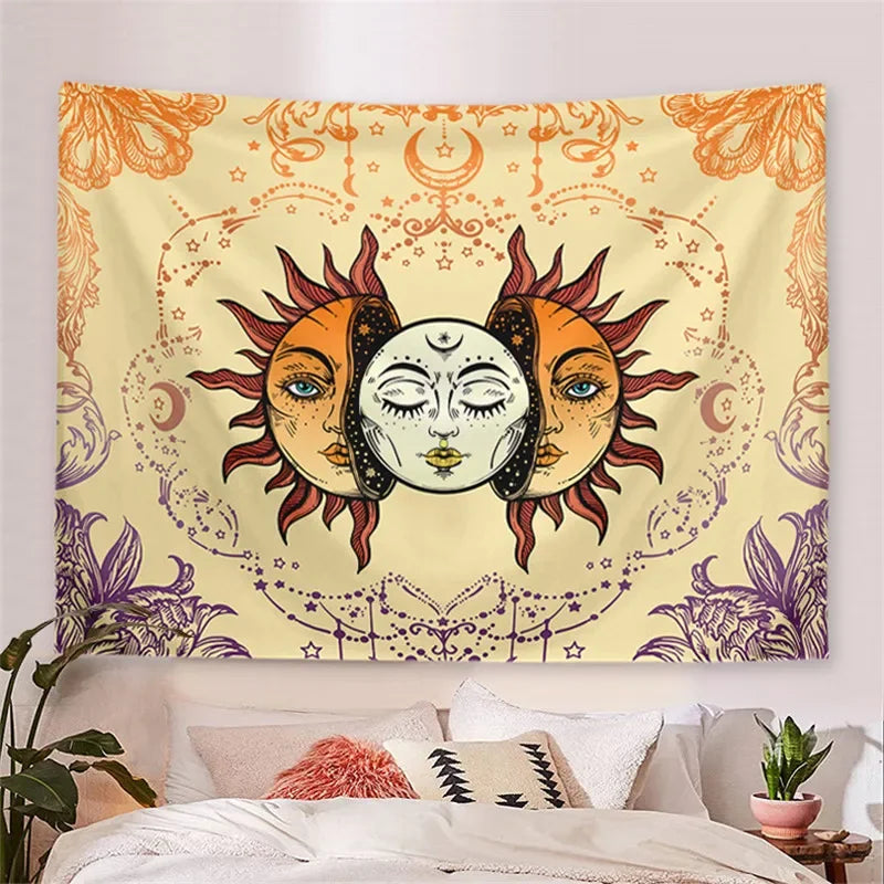 Psychedelic Tarot Trippy Sublime Sun Tapestry Wall Hanging Hippie Tapestries Mushroom Tapestry Aesthetic Room Home Decor