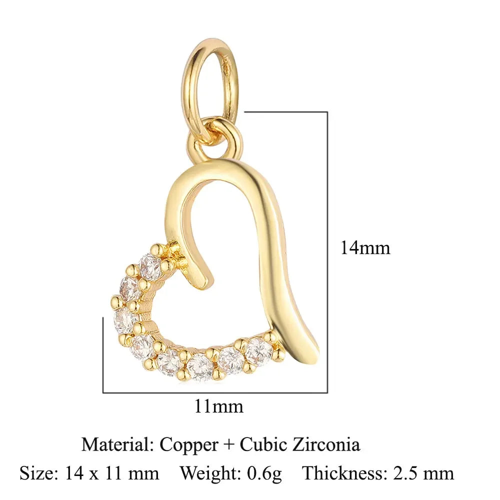 Round Ball Cross Heart Copper Zircon Jewelry Charms