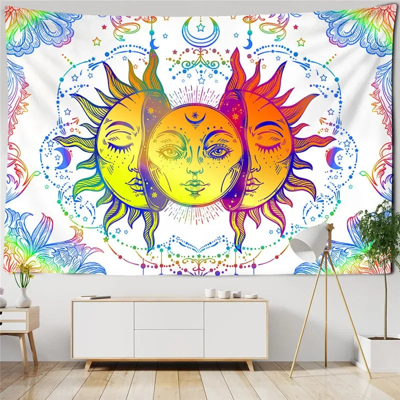 Psychedelic Tarot Trippy Sublime Sun Tapestry Wall Hanging Hippie Tapestries Mushroom Tapestry Aesthetic Room Home Decor