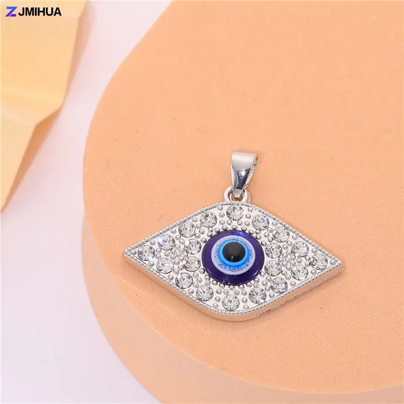 Crystal Charms Blue Turkish Evil Eye Pendants For Jewelry Making Findings DIY Designer Necklaces Earrings Supplies Accessories