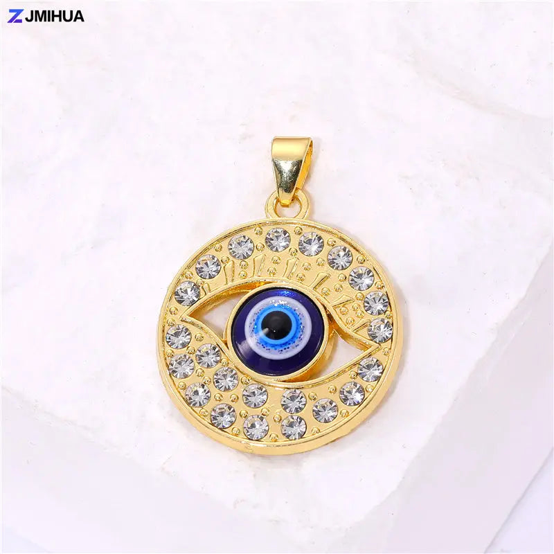 Crystal Charms Blue Turkish Evil Eye Pendants For Jewelry Making Findings DIY Designer Necklaces Earrings Supplies Accessories