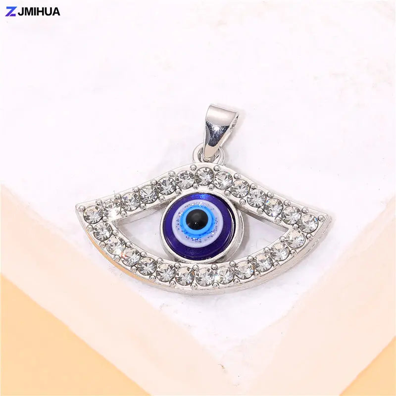 Crystal Charms Blue Turkish Evil Eye Pendants For Jewelry Making Findings DIY Designer Necklaces Earrings Supplies Accessories