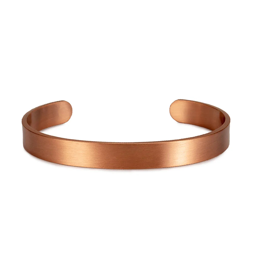 Vinterly Pure Copper Bracelets for Women Men Unisex 9.5mm Wide Adjustable Open Cuff Bangles Female Resizable Jewelry Metal Soft