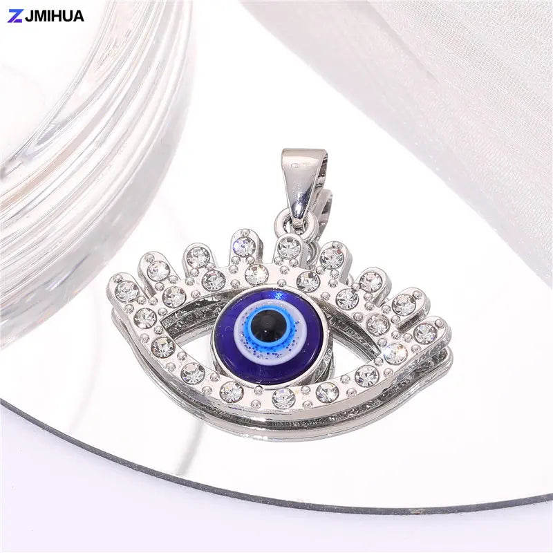 Crystal Charms Blue Turkish Evil Eye Pendants For Jewelry Making Findings DIY Designer Necklaces Earrings Supplies Accessories