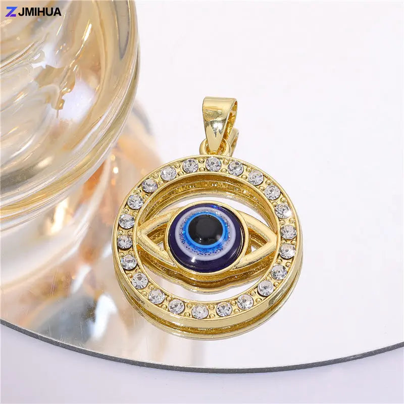 Crystal Charms Blue Turkish Evil Eye Pendants For Jewelry Making Findings DIY Designer Necklaces Earrings Supplies Accessories