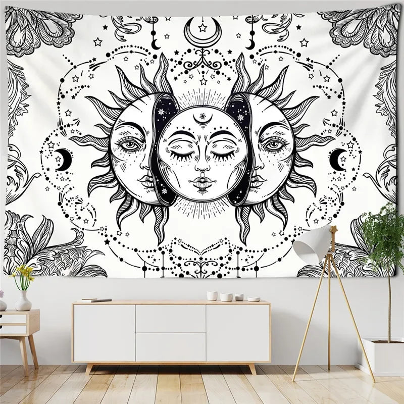 Psychedelic Tarot Trippy Sublime Sun Tapestry Wall Hanging Hippie Tapestries Mushroom Tapestry Aesthetic Room Home Decor