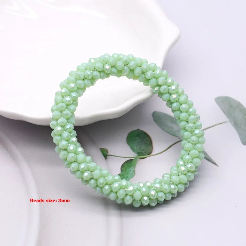 Glass Beads Bracelet And Hair Tie Elastic Hair Rope Simple Scrunchies Ponytail Headdress For Women Bracelet Hair Accessories