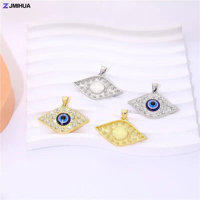 Crystal Charms Blue Turkish Evil Eye Pendants For Jewelry Making Findings DIY Designer Necklaces Earrings Supplies Accessories