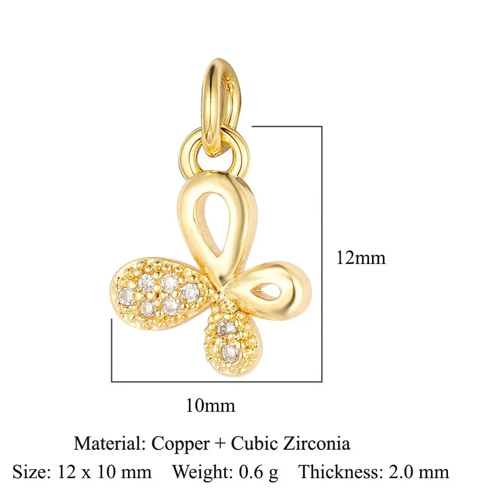 Round Ball Cross Heart Copper Zircon Jewelry Charms