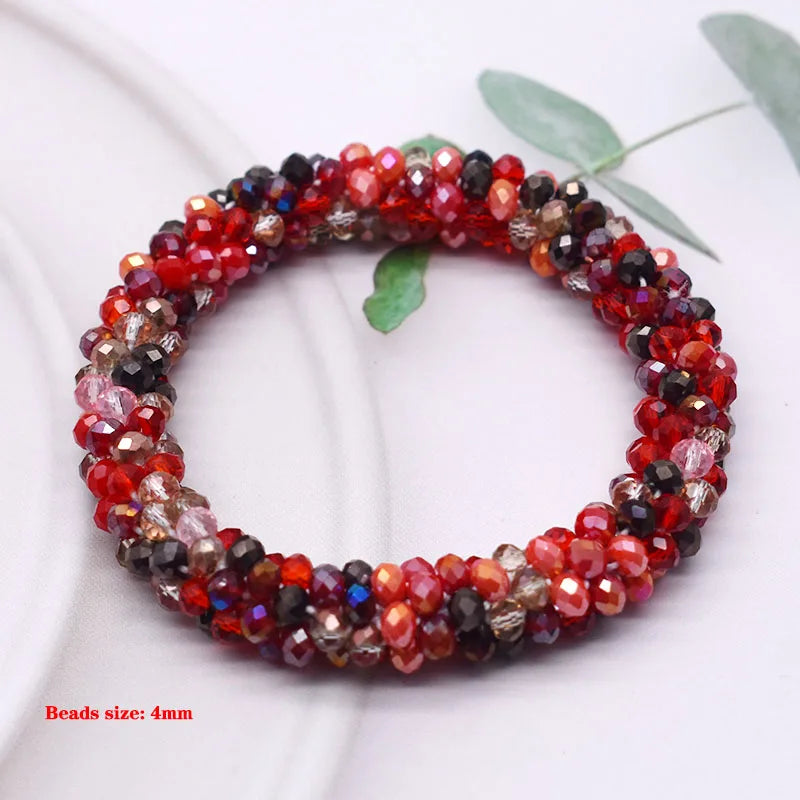 Glass Beads Bracelet And Hair Tie Elastic Hair Rope Simple Scrunchies Ponytail Headdress For Women Bracelet Hair Accessories