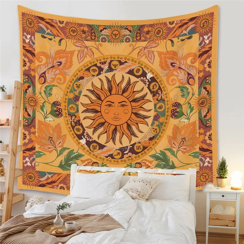 Psychedelic Tarot Trippy Sublime Sun Tapestry Wall Hanging Hippie Tapestries Mushroom Tapestry Aesthetic Room Home Decor