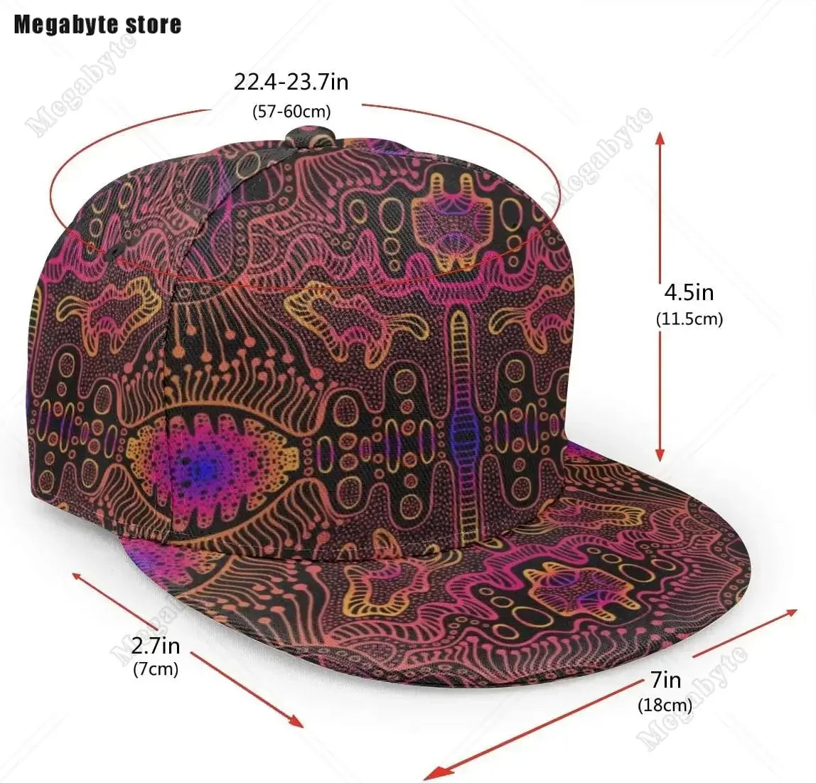 Space Psychedelic Trippy Abstract Flat Bill Brim Cap Cool Hip Hop Trucker Hat Men Women Adjustable Baseball Caps