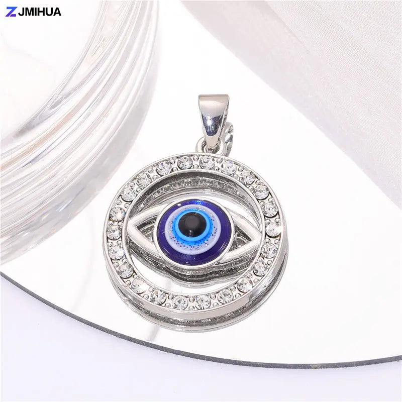 Crystal Charms Blue Turkish Evil Eye Pendants For Jewelry Making Findings DIY Designer Necklaces Earrings Supplies Accessories