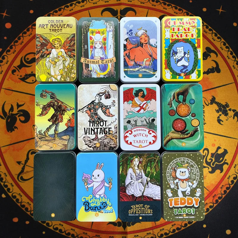 37 Style Oracle Tarot Cards 78 Cards Tin Metal Box New Upgrade Card Edge Party Personal Entertainment Women Girls Cards Games