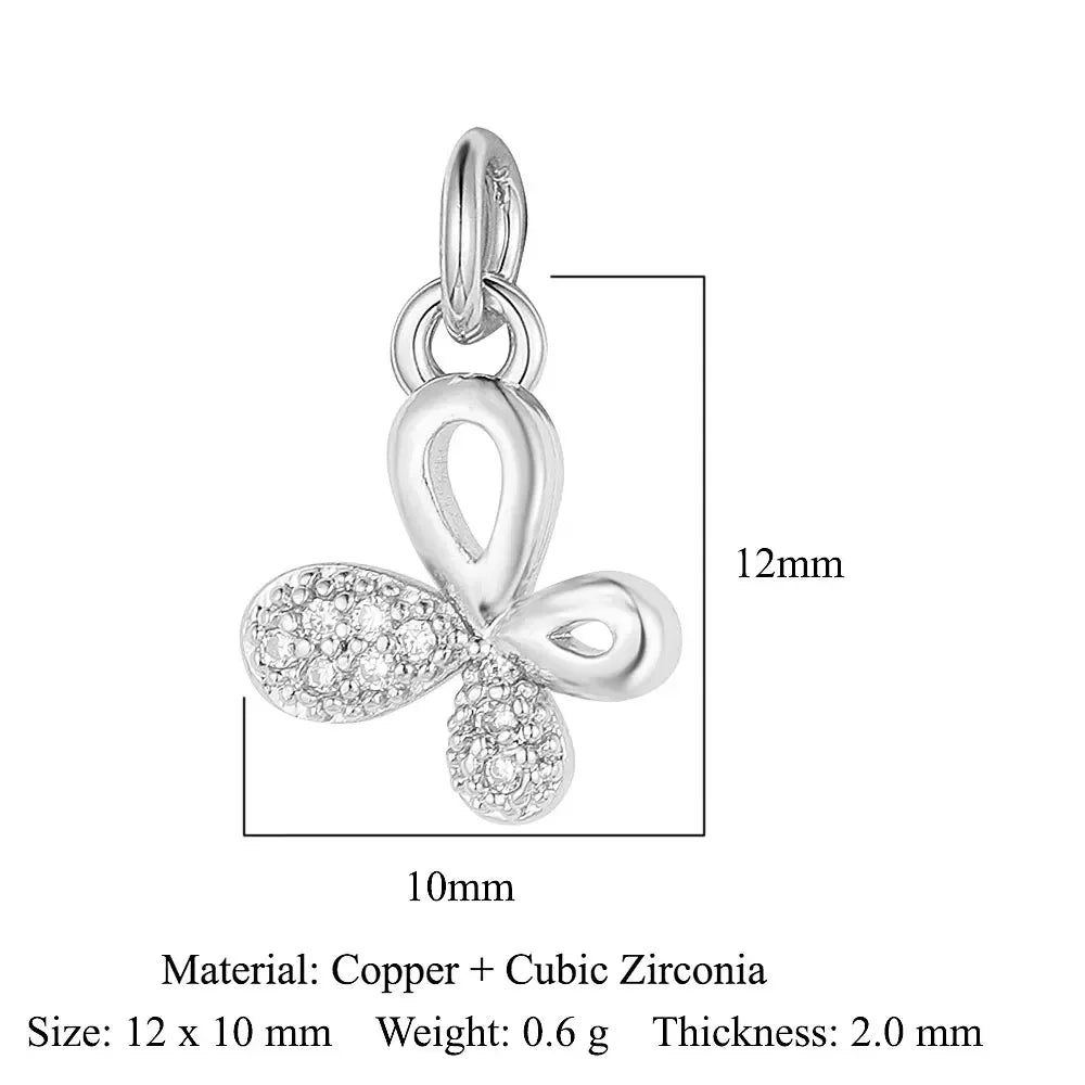 Round Ball Cross Heart Copper Zircon Jewelry Charms