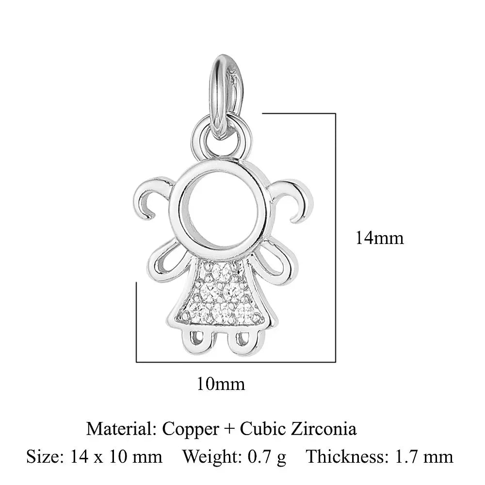 Round Ball Cross Heart Copper Zircon Jewelry Charms