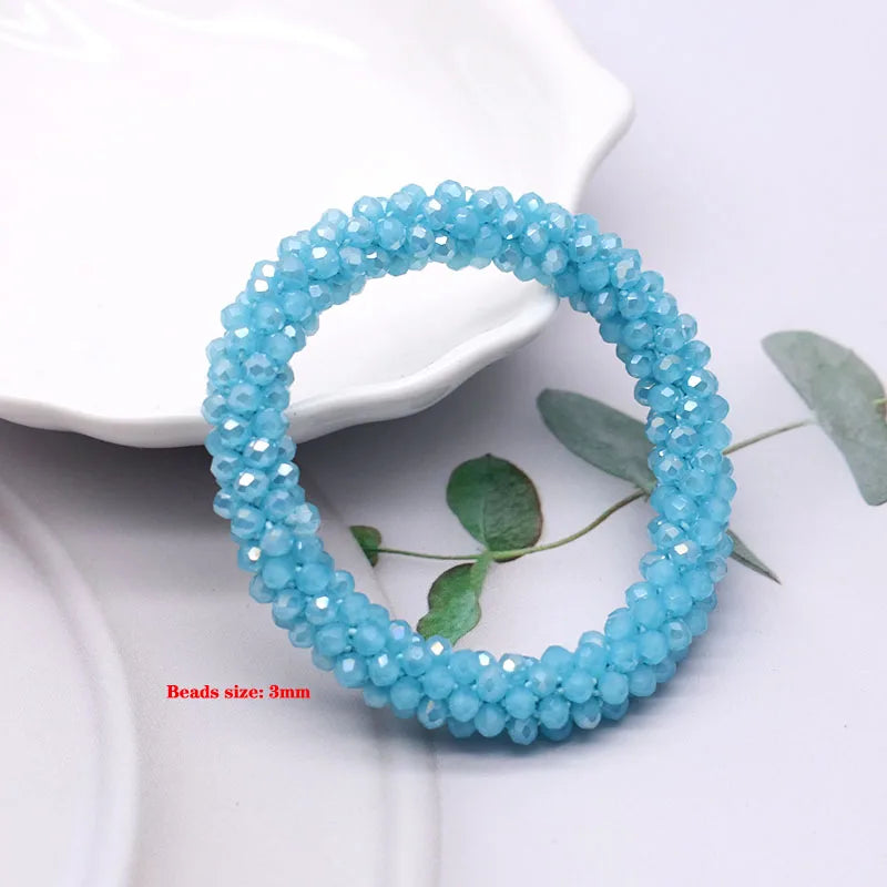 Glass Beads Bracelet And Hair Tie Elastic Hair Rope Simple Scrunchies Ponytail Headdress For Women Bracelet Hair Accessories