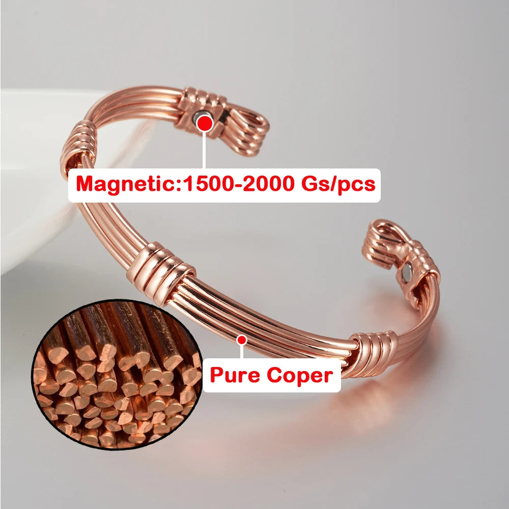 Vinterly Pure Copper Bracelets Magnetic Braided Stripe Adjustable Bangles Arthritis Health Magnets Jewelry Metal Anti Radiation