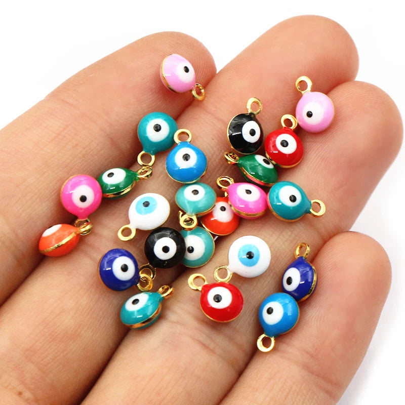 20pcs 8.5x6mm Enamel Evil Eyes Ball Charms