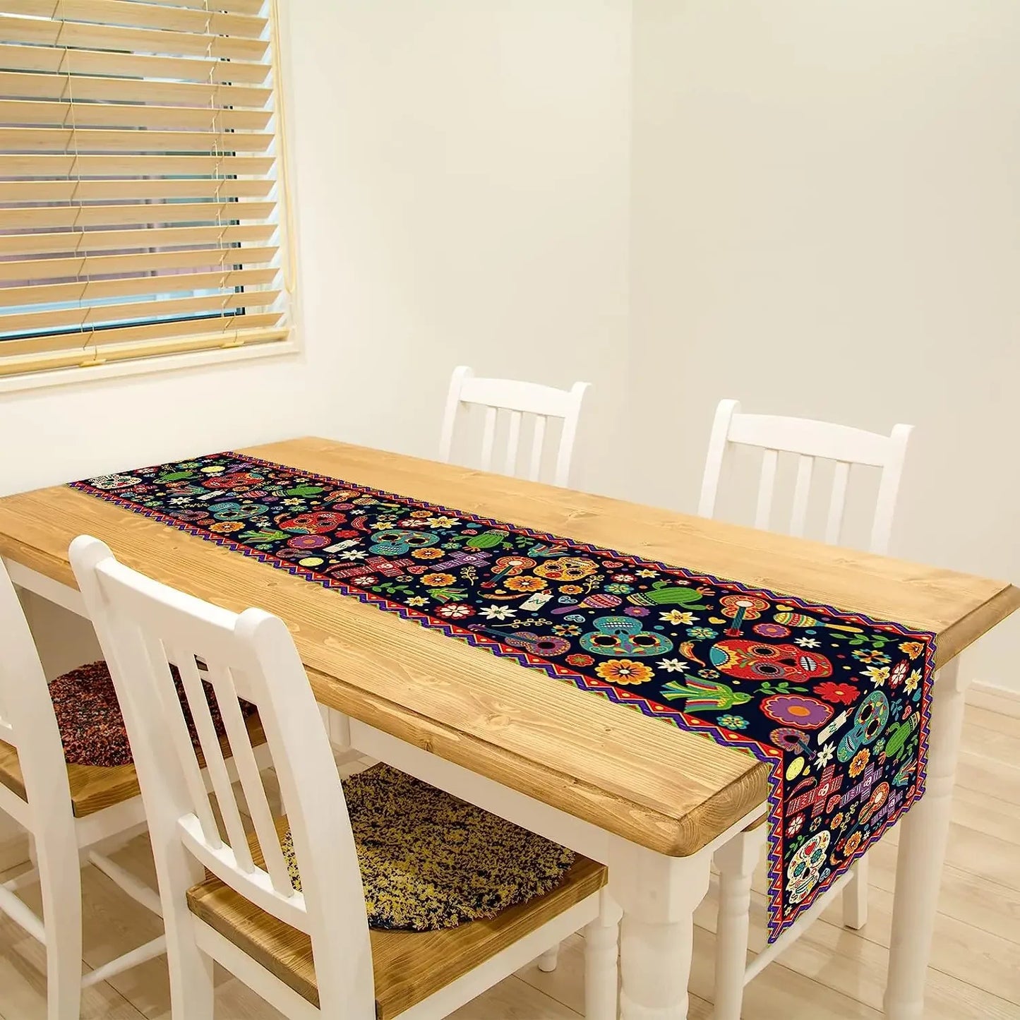 Day of The Dead Linen Table Runner