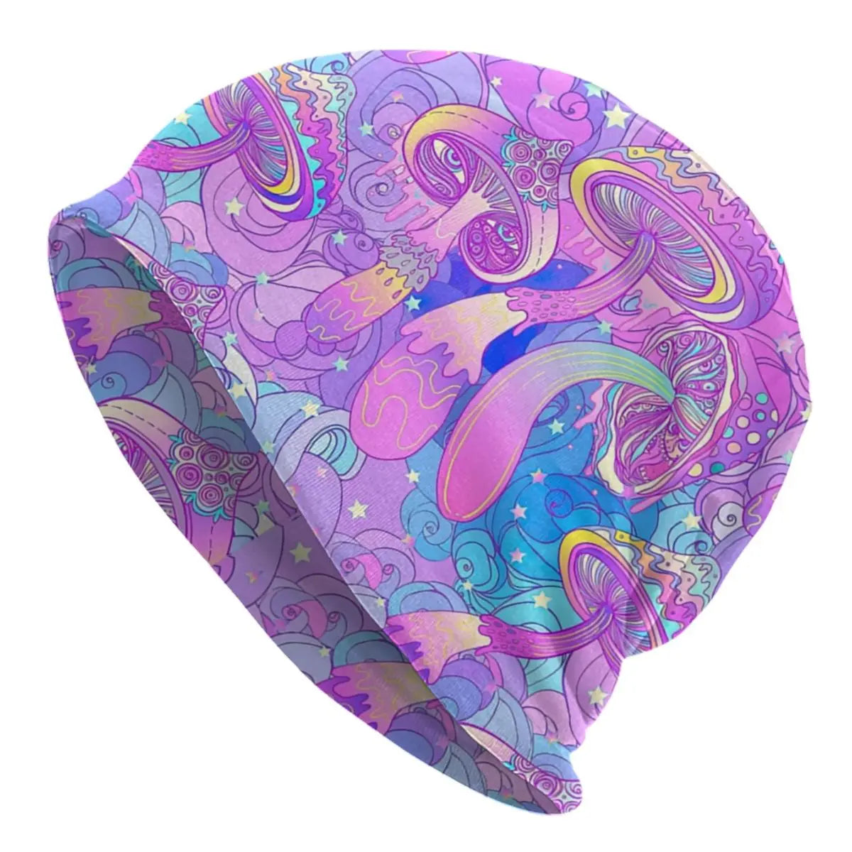 Custom Magic Mushroom Trippy Psychedelic Neon Pastel Goth Bonnet Hat Knitting Hat Men Women Unisex Warm Winter Beanies Cap