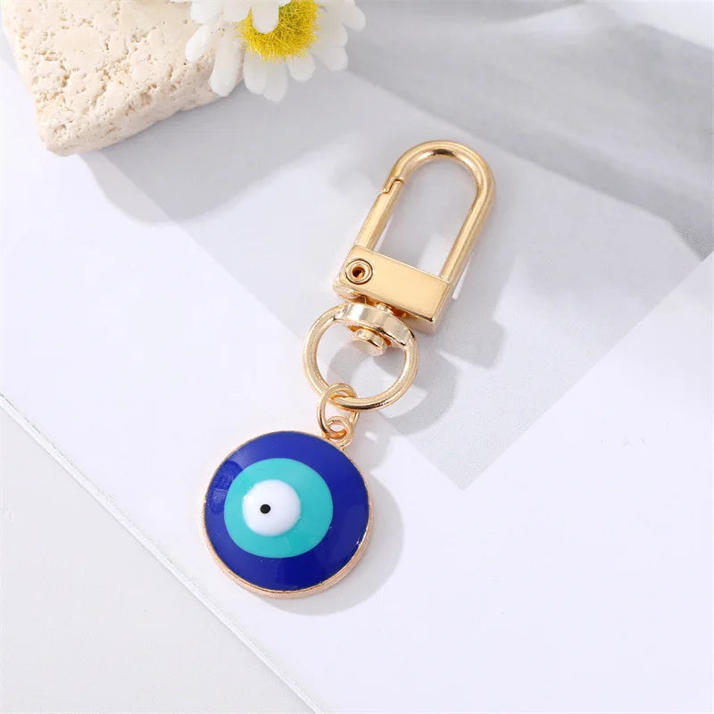 Bling Hollow Evil Eye Hamsa Hand Keychain Key Ring For Women Men Zircon Fatima Hand Blue Eye Bag Car Airpods Box Key Accessories