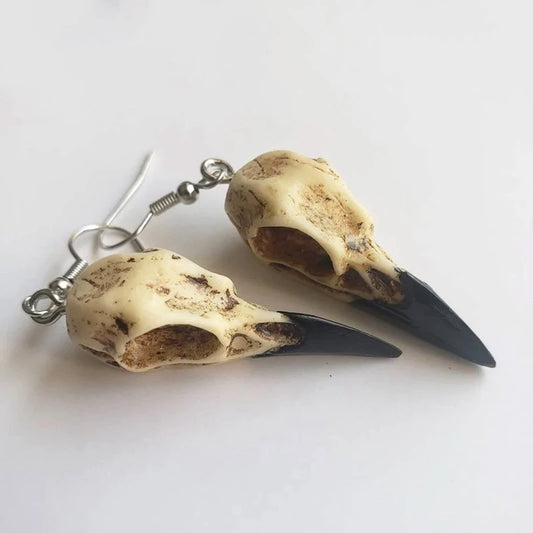 3D Raven Skull Earrings