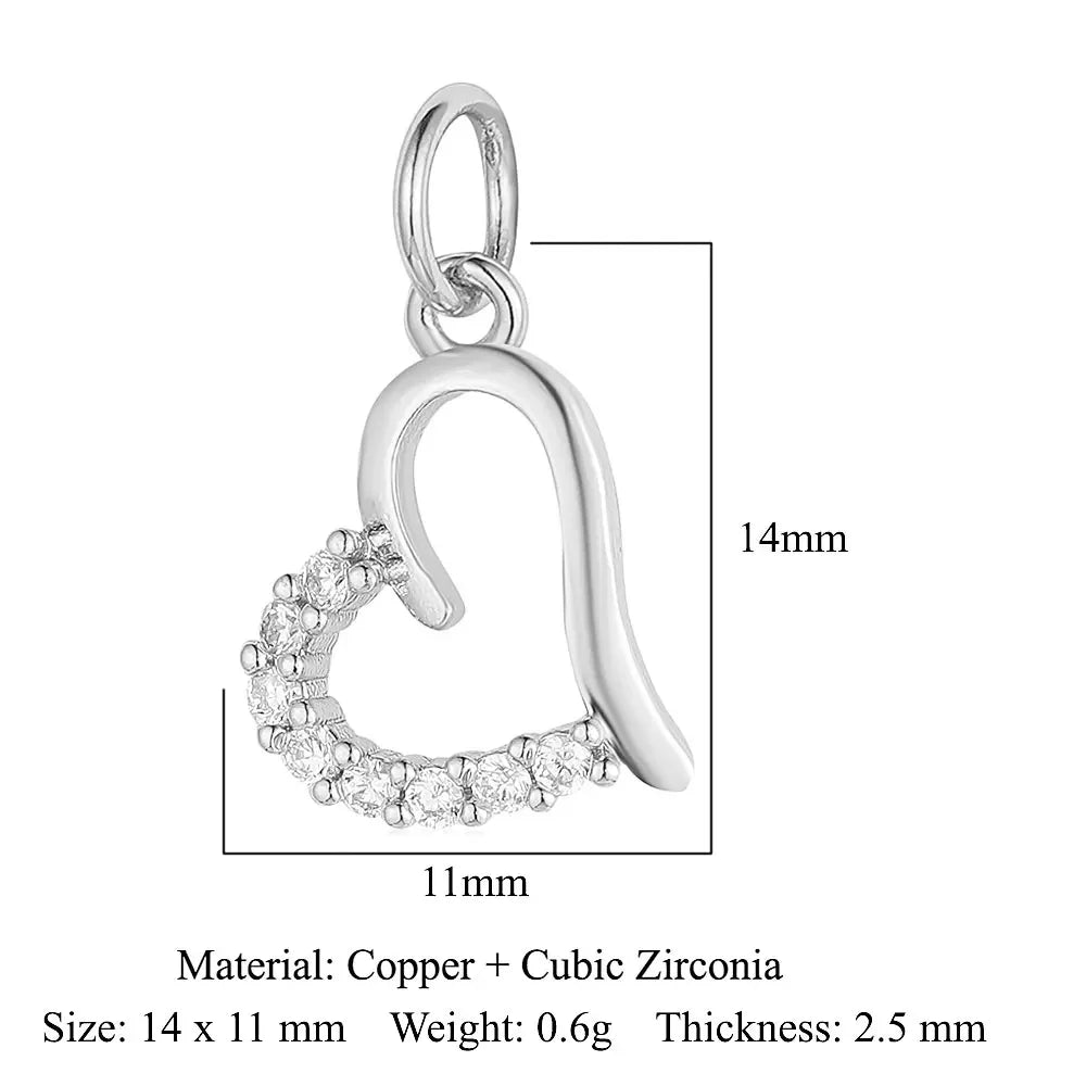 Round Ball Cross Heart Copper Zircon Jewelry Charms