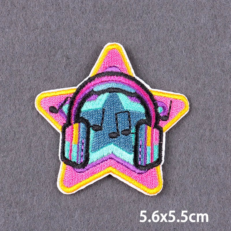 Trippy Iron on Patches Hippie Mushroom Mandala Sew on Embroidered Applique Repair Patch Colorful Boho DIY Craft Accessories