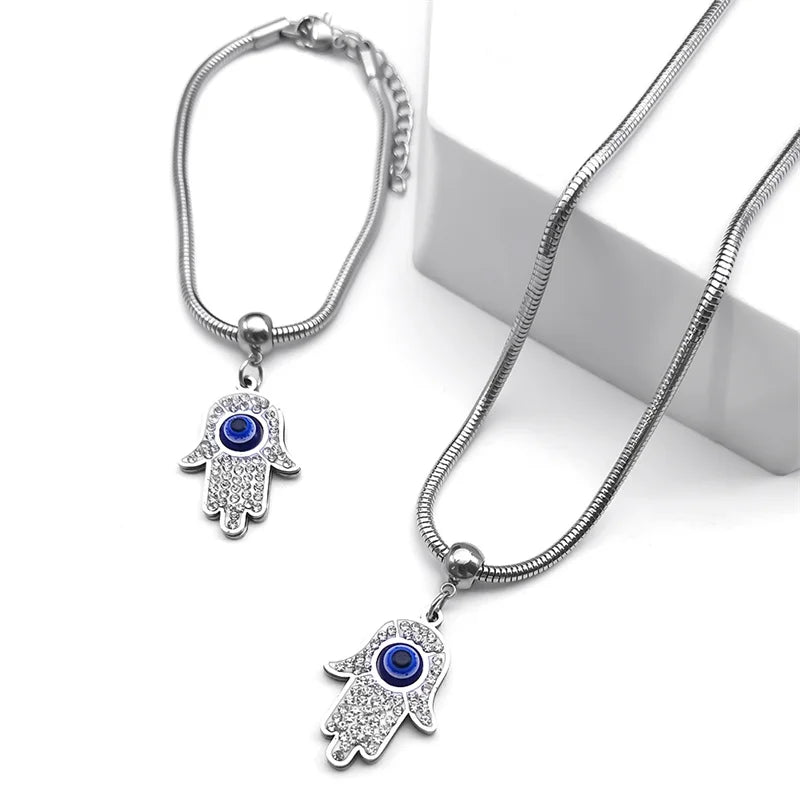 Luxury Turkish Blue Evil Eye Hamsa Fatima