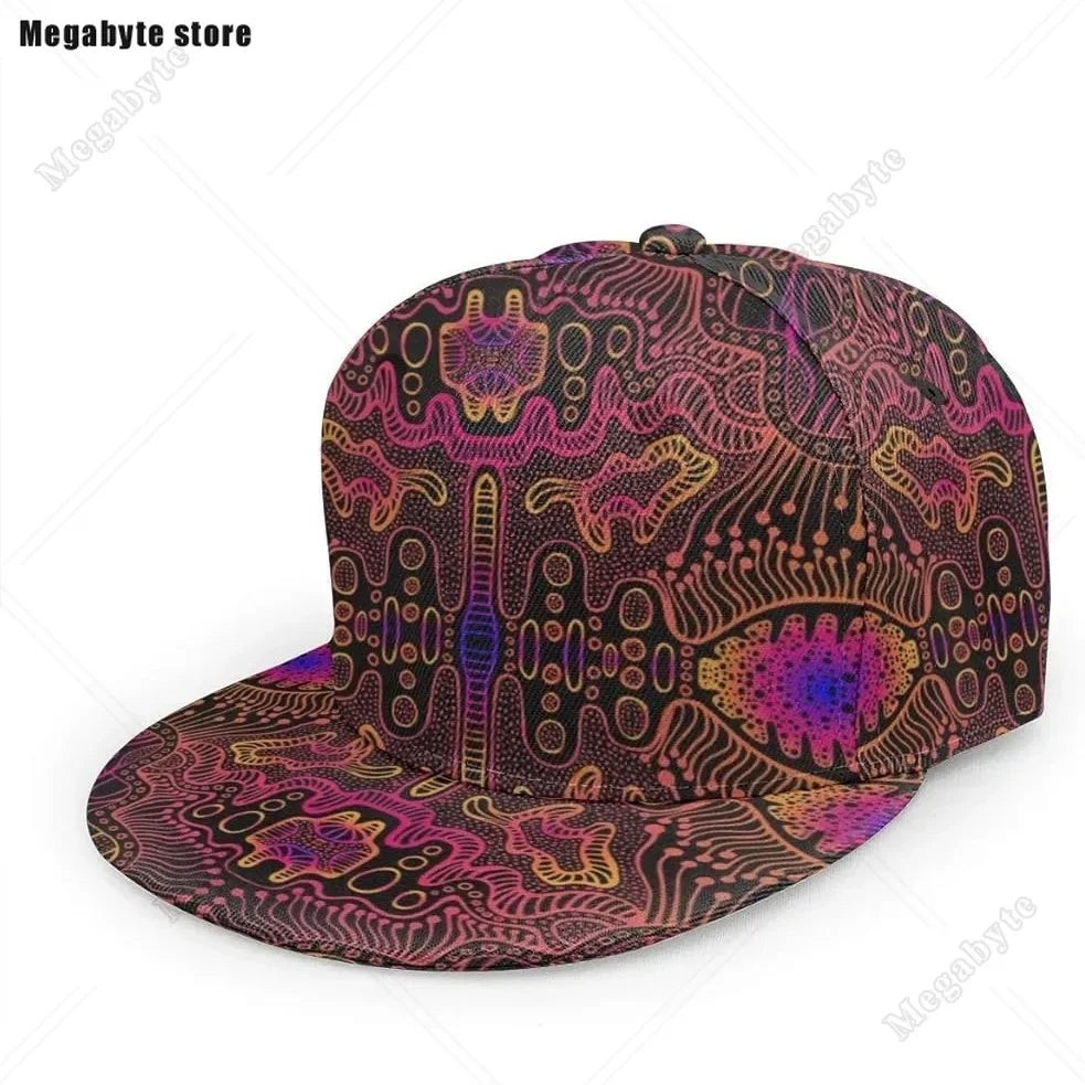 Space Psychedelic Trippy Abstract Flat Bill Brim Cap Cool Hip Hop Trucker Hat Men Women Adjustable Baseball Caps