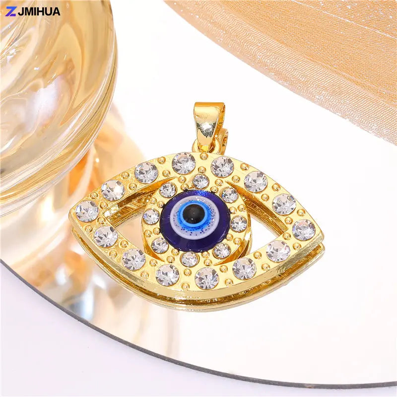 Crystal Charms Blue Turkish Evil Eye Pendants For Jewelry Making Findings DIY Designer Necklaces Earrings Supplies Accessories