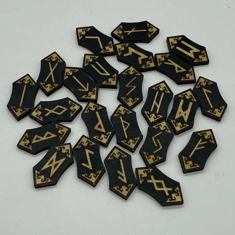 25Pcs/Set Wooden Runes Stones