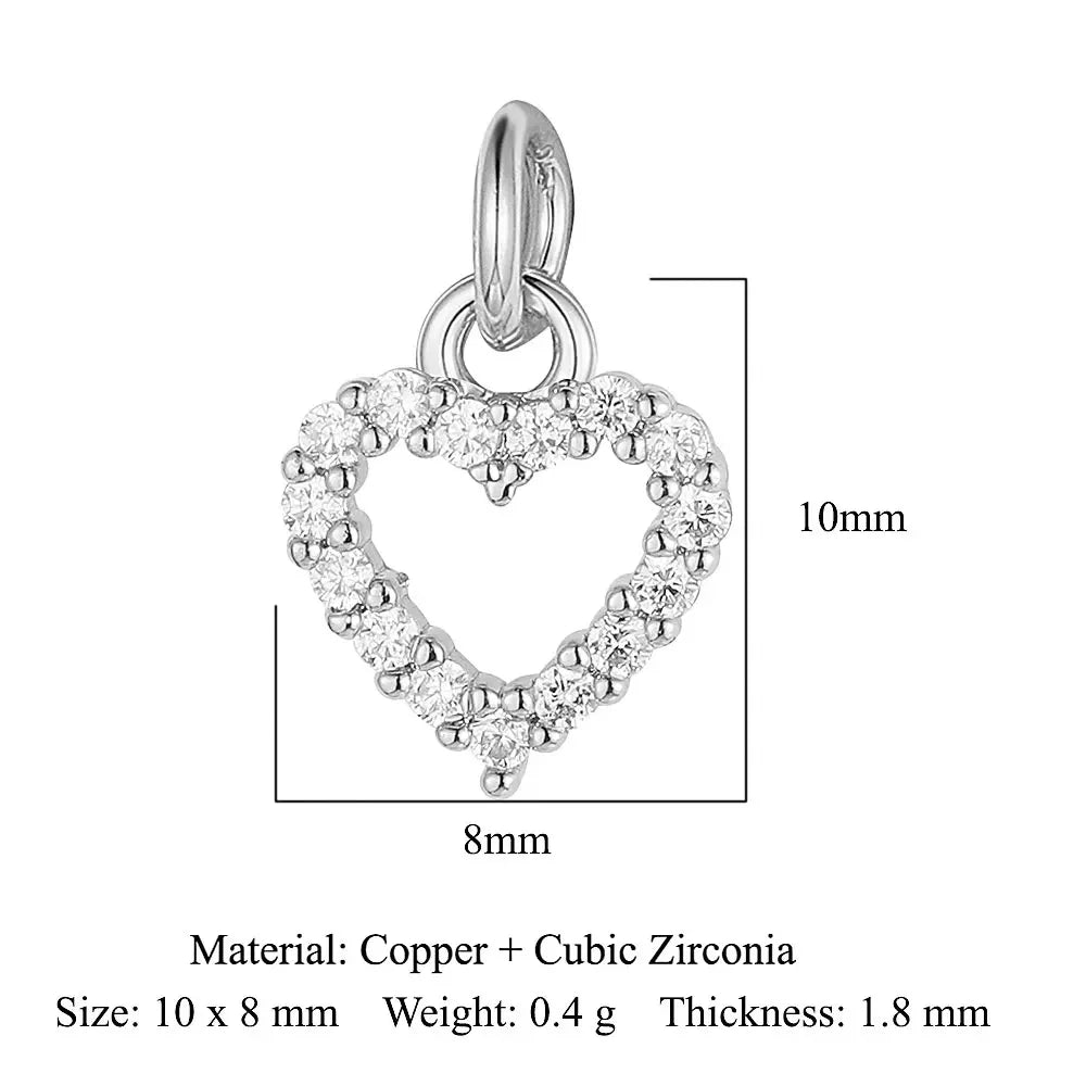 Round Ball Cross Heart Copper Zircon Jewelry Charms