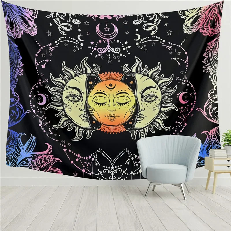 Psychedelic Tarot Trippy Sublime Sun Tapestry Wall Hanging Hippie Tapestries Mushroom Tapestry Aesthetic Room Home Decor