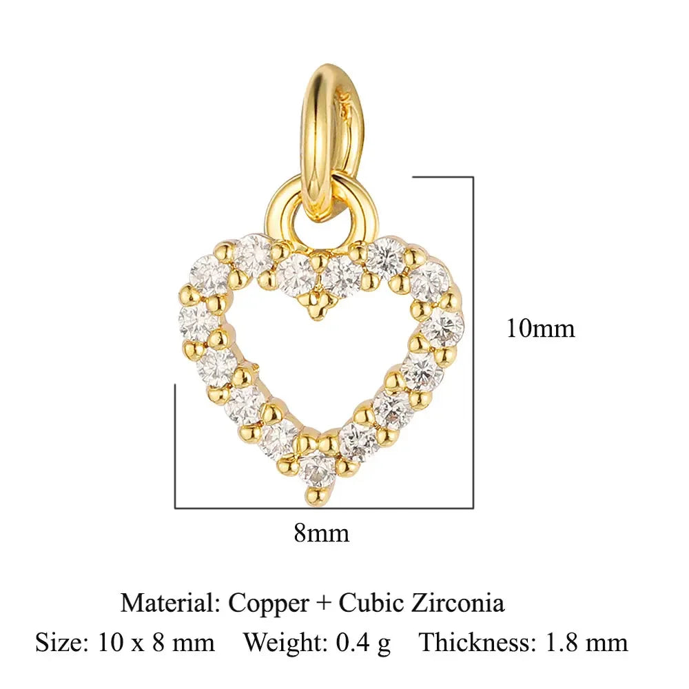 Round Ball Cross Heart Copper Zircon Jewelry Charms