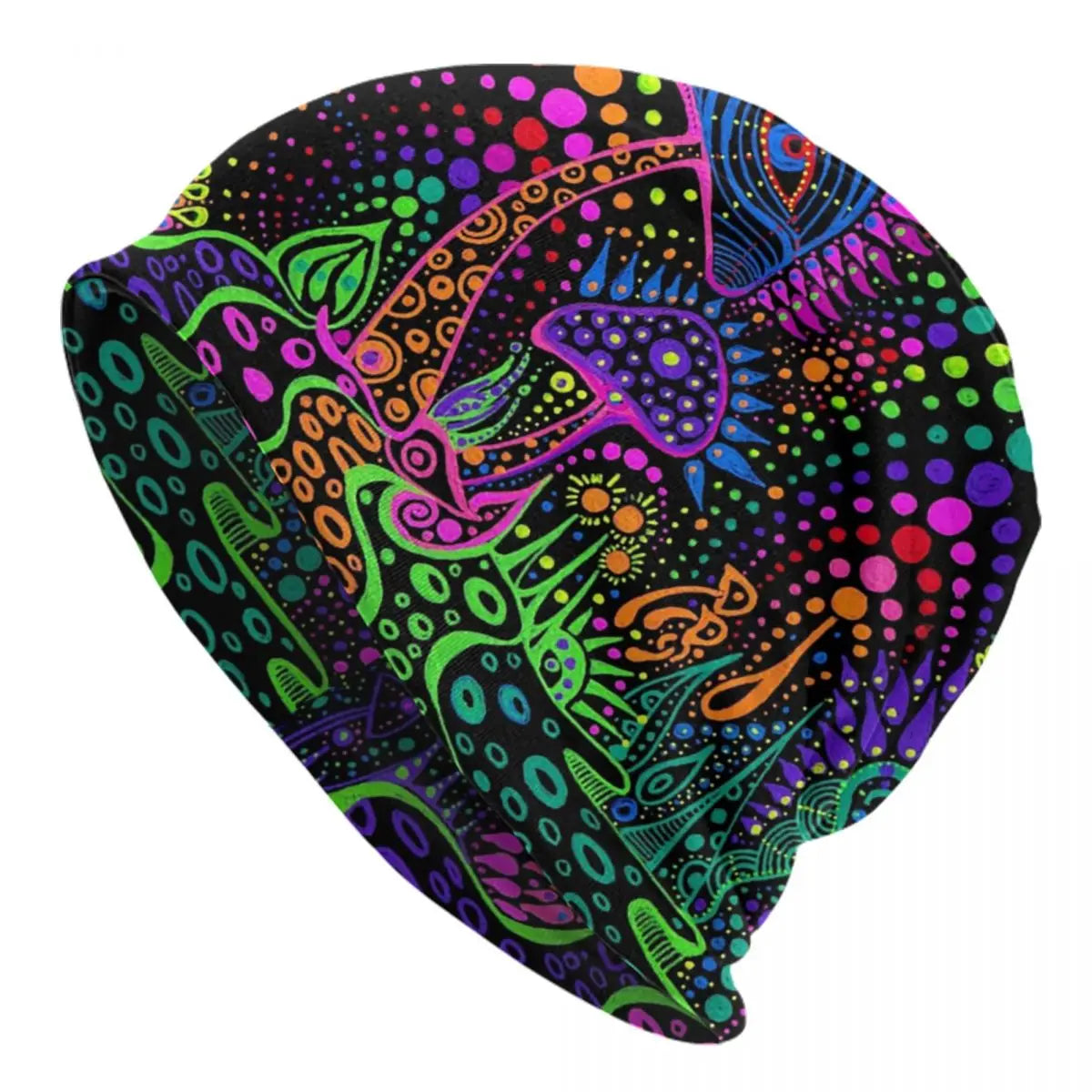 Custom Magic Mushroom Trippy Psychedelic Neon Pastel Goth Bonnet Hat Knitting Hat Men Women Unisex Warm Winter Beanies Cap