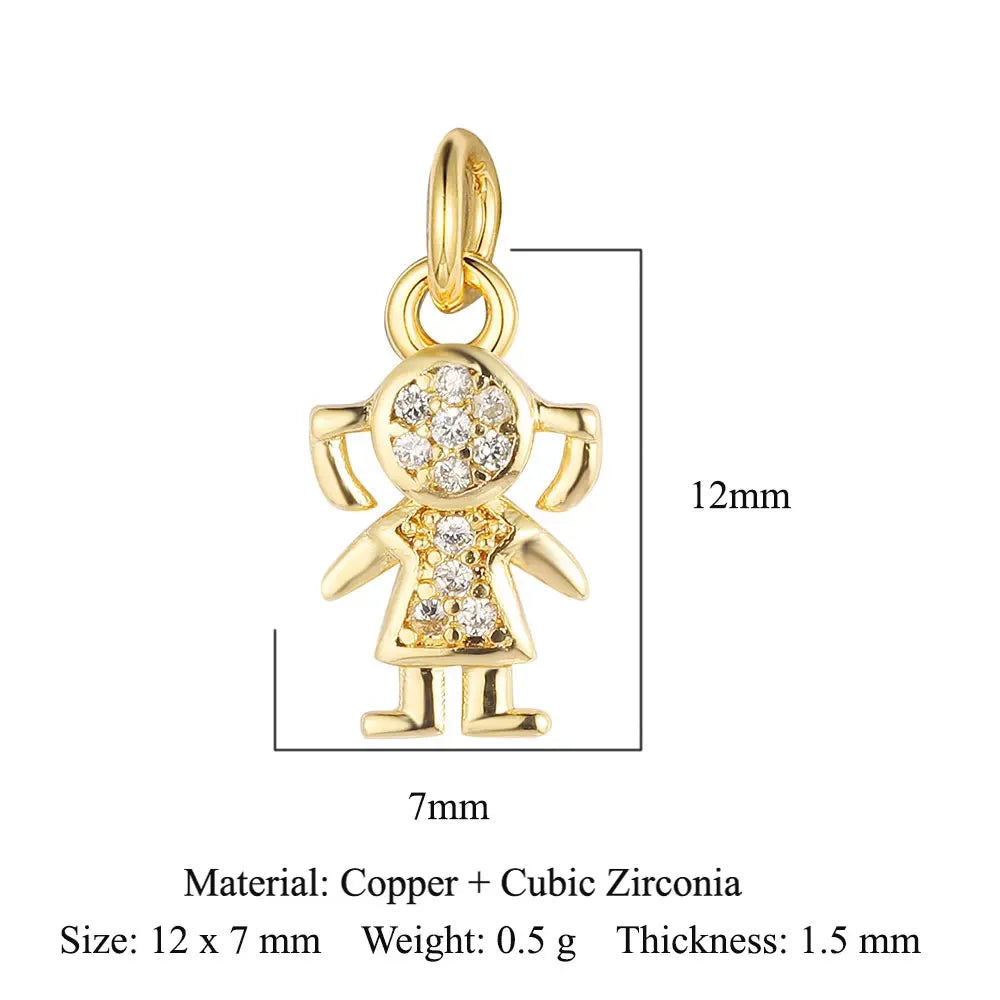 Round Ball Cross Heart Copper Zircon Jewelry Charms