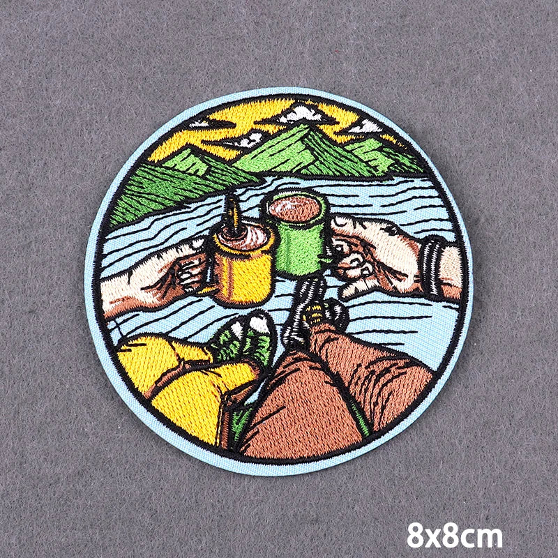 Stay Trippy Iron On Patches Landscape Scenery Patches For Clothing Themoadhesive Patch On Clothes Ironing Stickers DIY