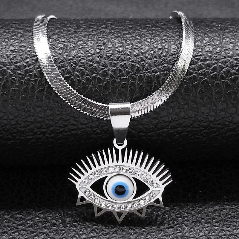 Vintage Crystal Evil Demon Eye Choker Necklaces for Women Stainless Steel Gold Plated Necklaces Jewelry collares mujeres N8239