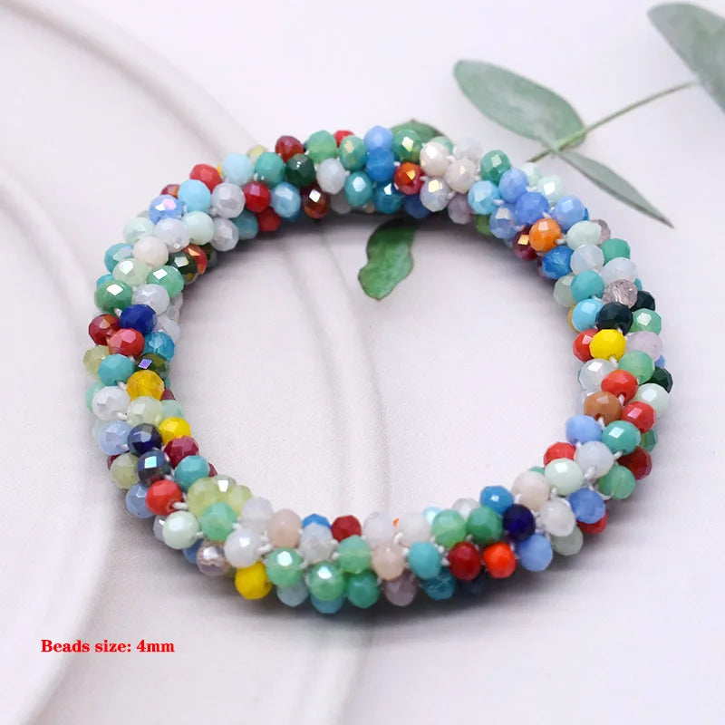 Glass Beads Bracelet And Hair Tie Elastic Hair Rope Simple Scrunchies Ponytail Headdress For Women Bracelet Hair Accessories