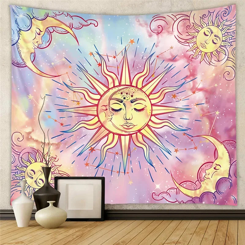 Psychedelic Tarot Trippy Sublime Sun Tapestry Wall Hanging Hippie Tapestries Mushroom Tapestry Aesthetic Room Home Decor