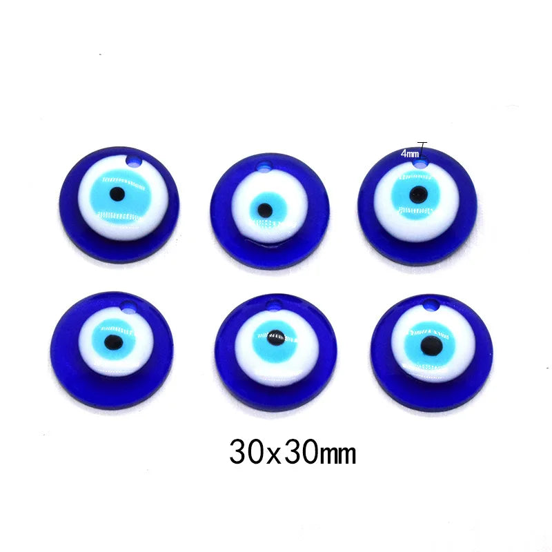 6pcs Acrylic Blue Evil Eye Earring/ Necklace Charms