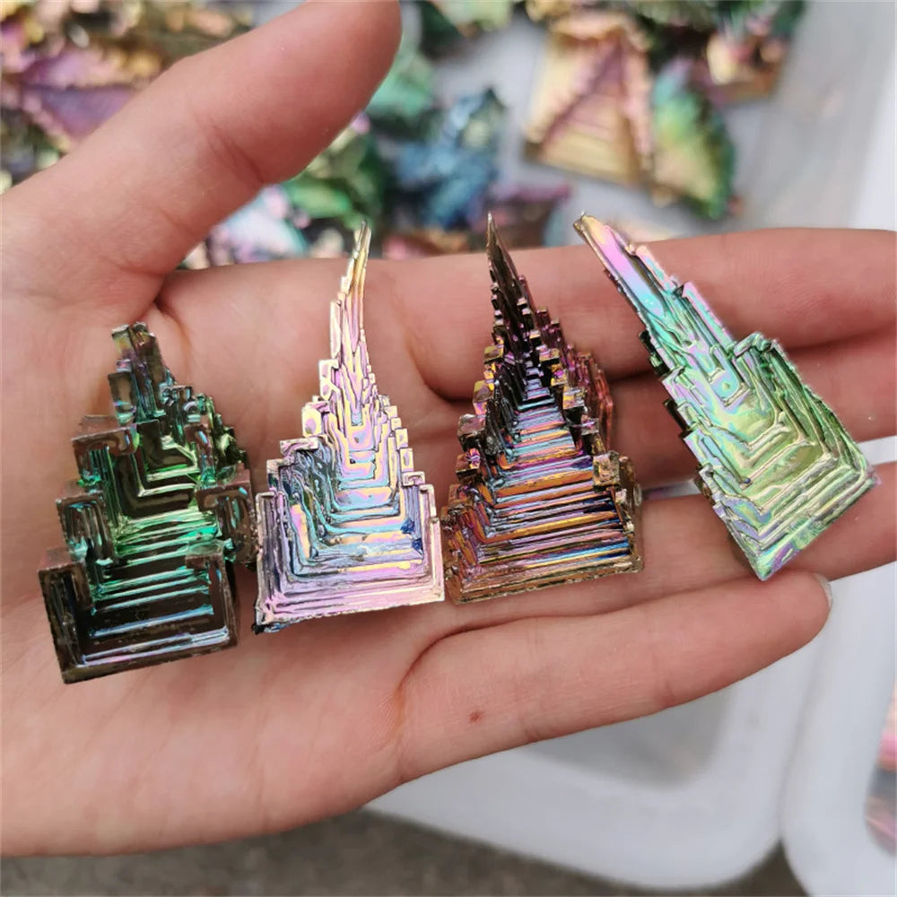 Natural Bismuth Tower Metal Mineral Pyramid Stones