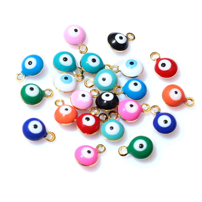 20pcs 8.5x6mm Enamel Evil Eyes Ball Charms