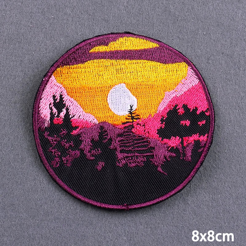 Stay Trippy Iron On Patches Landscape Scenery Patches For Clothing Themoadhesive Patch On Clothes Ironing Stickers DIY